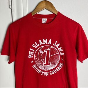 Vintage U of H Basketball Shirt Cougars Slama Jama Houston Medium Single Stitch